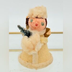 Vintage Putz chenille Small Christmas Angel - Xmas doll Angel figure decor